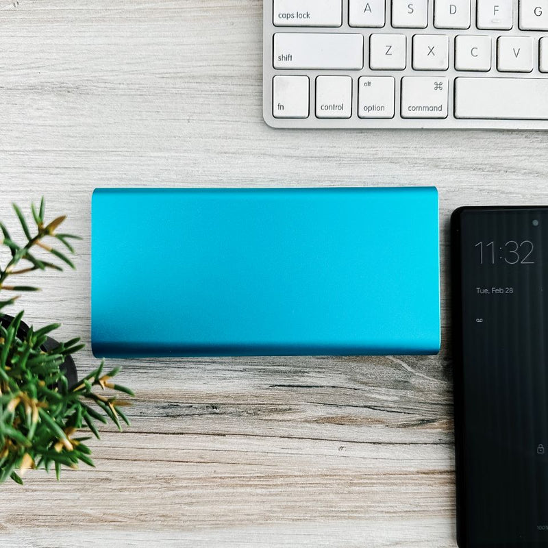Personalized Portable Power Bank Batteries - Turquoise - Qualtry