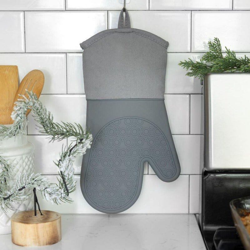 Personalized Christmas Silicone Oven Mitts - Grey - Wingpress Designs