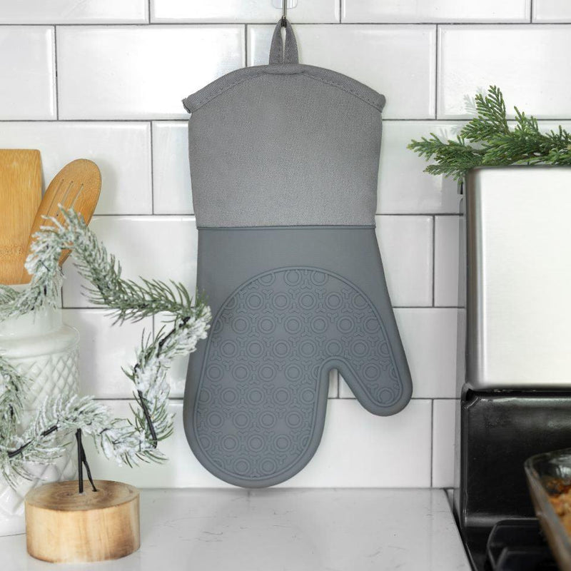 Personalized Christmas Silicone Oven Mitts - Grey - Qualtry