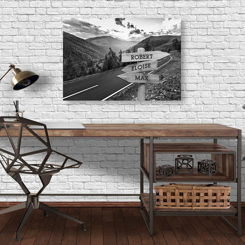 Personalized Mountain Road Canvas Print with Family Names -  - JDS