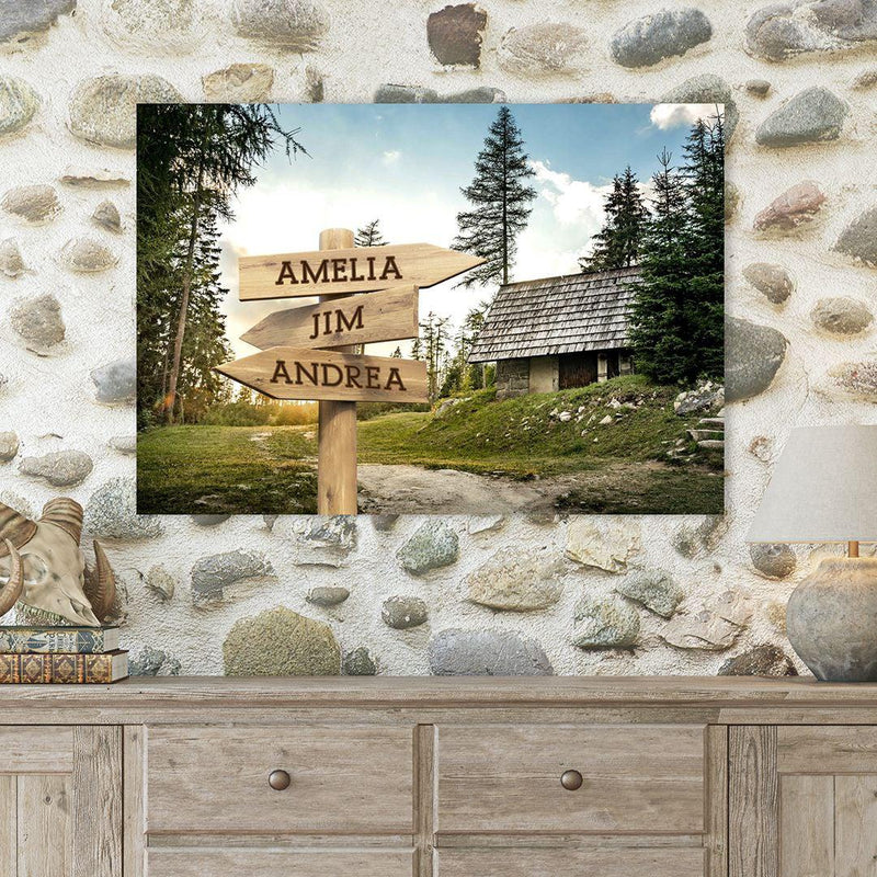 Personalized Cabin Canvas Print with Family Names -  - JDS