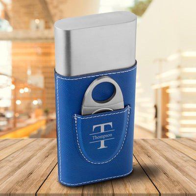 Personalized Cigar Holder - Blue - Stamped - JDS