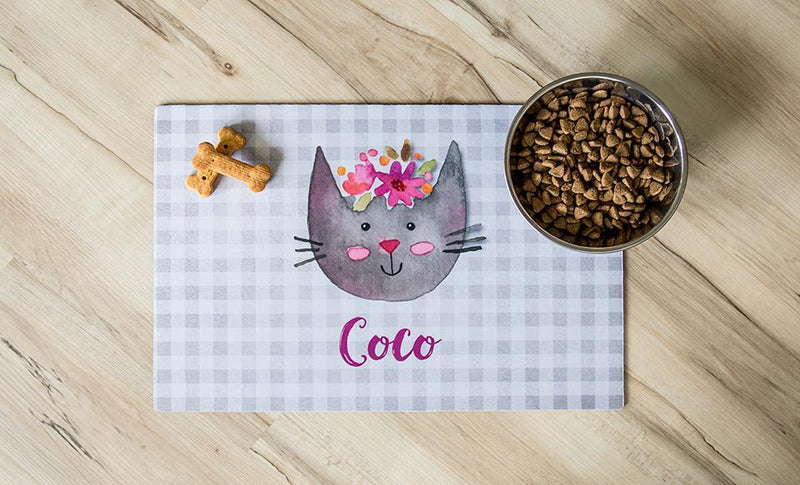 Personalized Dog Food and Water Mats Custom Printed Pet Placemat Durable Washable Perfect for Keeping Feeding Area Clean A Gift Personalized