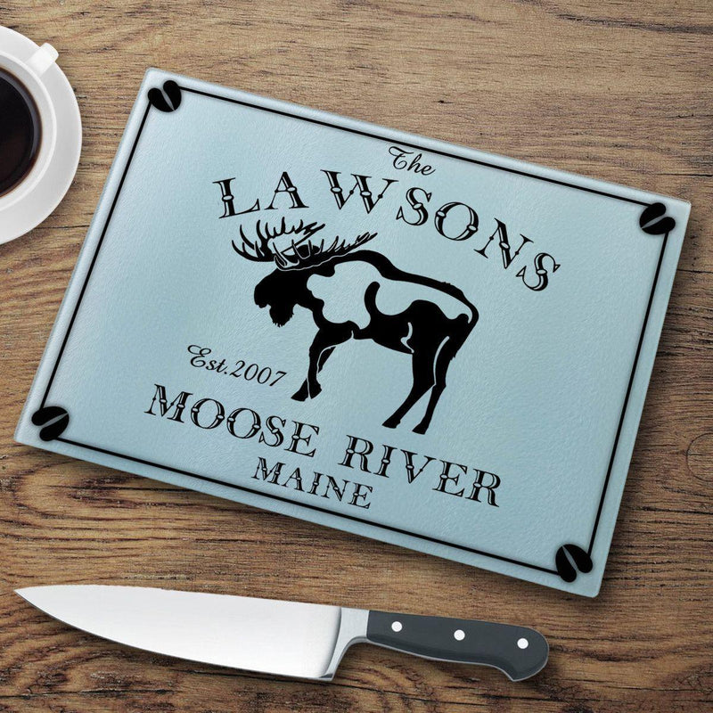Personalized Glass Cabin Series Cutting Boards - Moose - JDS