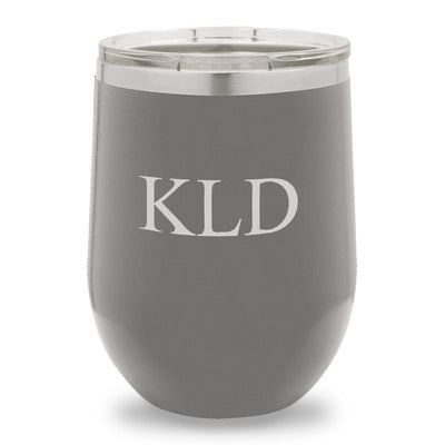 Personalized Grey 12oz. Insulated Wine Tumbler - 3 Initials - JDS