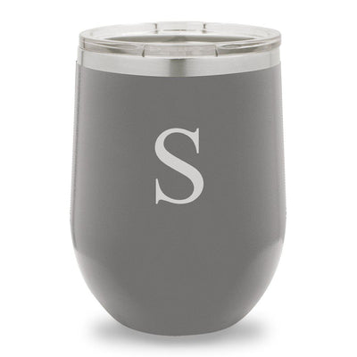 Personalized Grey 12oz. Insulated Wine Tumbler - Single Initial - JDS