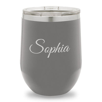 Personalized Grey 12oz. Insulated Wine Tumbler - Script - JDS