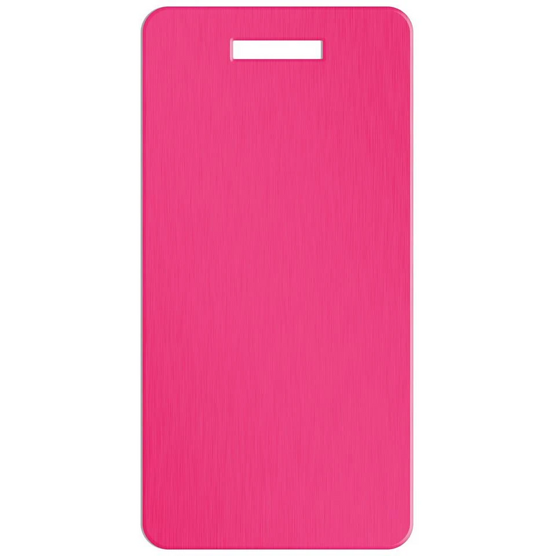 Personalized Aluminum Luggage Tags with Optional Leather Casing - Pink / Portrait