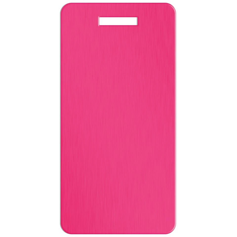 Personalized Aluminum Luggage Tags with Optional Leather Casing - Pink / Portrait - Qualtry