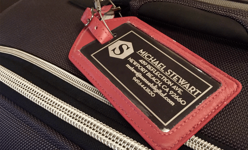 Personalized Aluminum Luggage Tags with Optional Leather Casing -