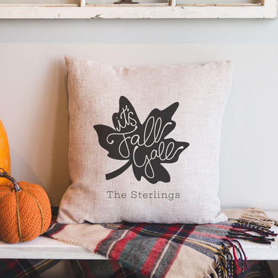 Personalized It's Fall Y'all Throw Pillow Cover -