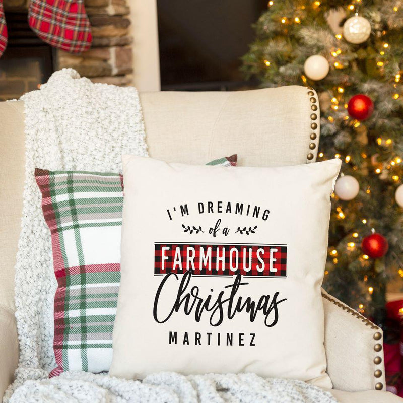 Personalized Farmhouse Christmas Throw Pillow Covers -