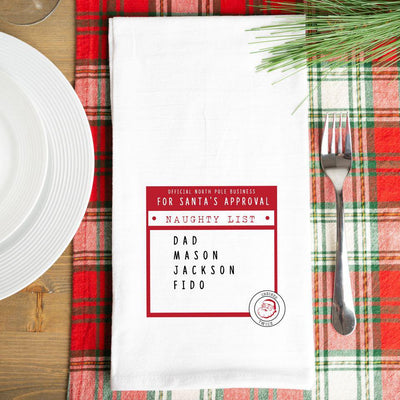 Santa’s Nice or Naughty List Personalized Tea Towels -  - Wingpress Designs