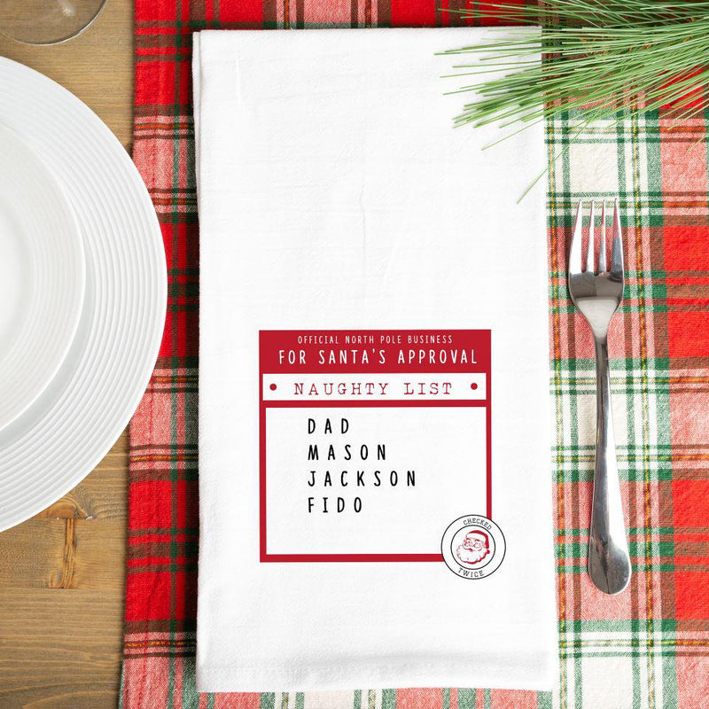 Santa’s Nice or Naughty List Personalized Tea Towels -  - Qualtry