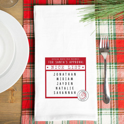 Santa’s Nice or Naughty List Personalized Tea Towels -  - Wingpress Designs