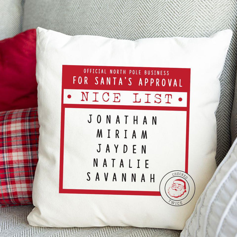 Santa’s Nice or Naughty List Personalized Throw Pillow Covers -  - Wingpress Designs