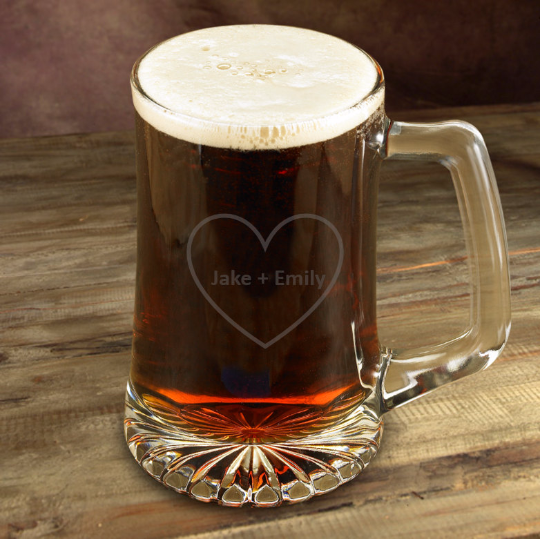 Etched Heart Couples Beer Mugs 25 oz -  - JDS