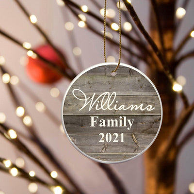 Personalized Family Name Ceramic Ornaments - Grey - JDS