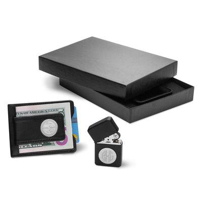 Personalized Black Wallet & Lighter Set -  - JDS