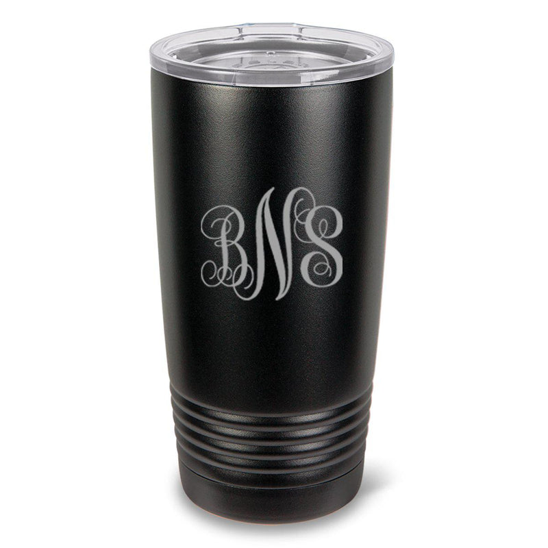 Personalized 20oz. Black Double Wall Insulated Tumbler - Interlocking Monogram - JDS