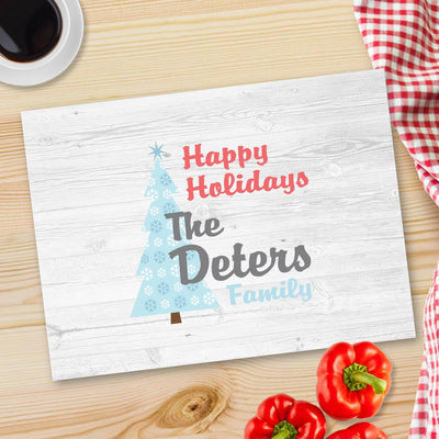 Personalized Christmas Glass Cutting Boards - Happy Holidays - JDS
