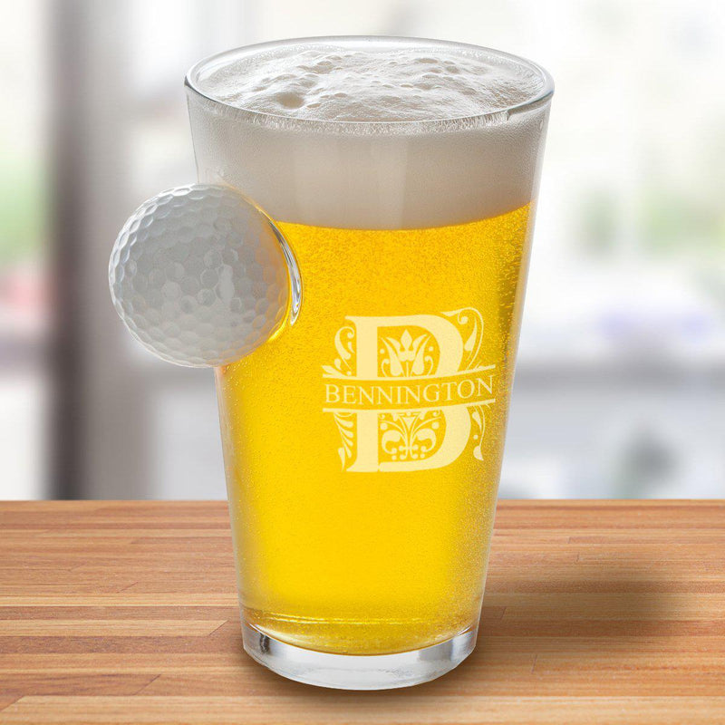 Personalized Golf Ball Pint Glass 16oz. - Filigree - JDS
