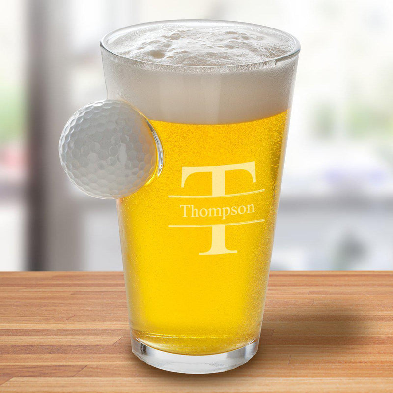 Personalized Golf Ball Pint Glass 16oz. - Stamped - JDS
