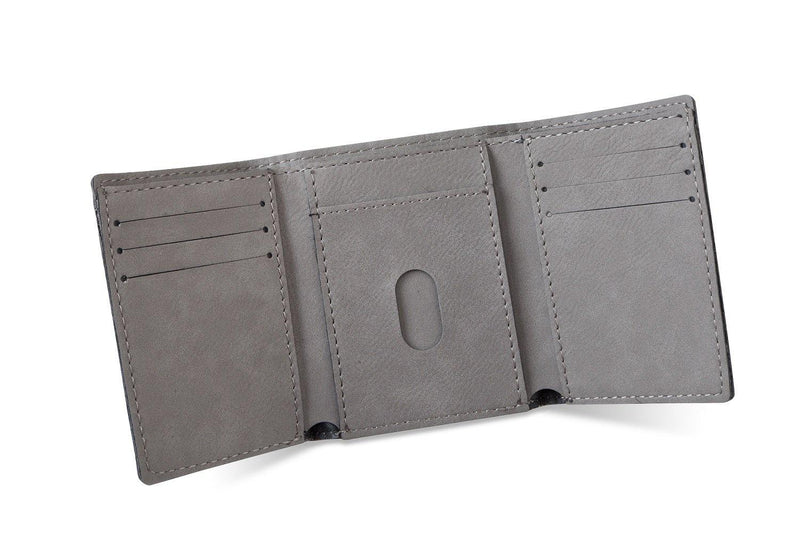 Men’s Vegan Leather Trifold Personalized Wallet - Gray -  - JDS