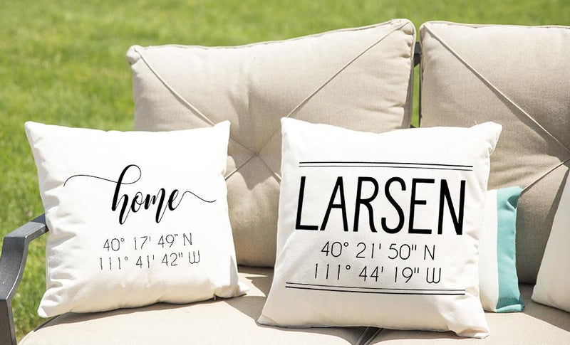 Personalized Location Throw Pillow Covers -  - Qualtry