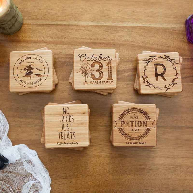 Personalized Halloween Bamboo Coasters - Set of 4 -  - Qualtry