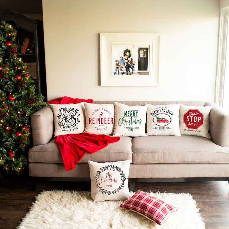 Personalized Christmas Throw Pillow Covers -  - Qualtry