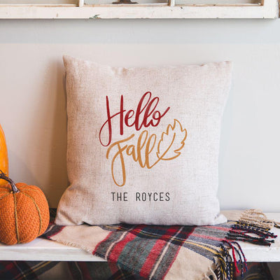 Personalized Hello Fall Throw Pillow Covers -