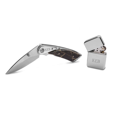 Personalized Hunter Gift Set Camouflage Pocket Knife & Lighter -  - JDS