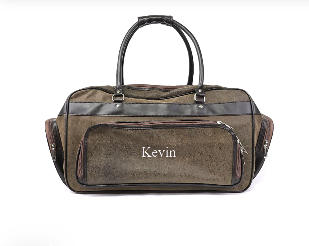 Personalized leather duffle bags clearance