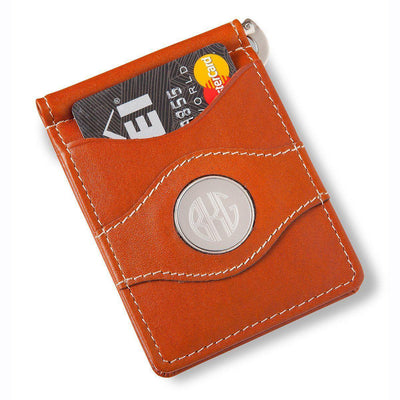 Personalized Metal Pin Money Clip and Wallet - Brown - JDS