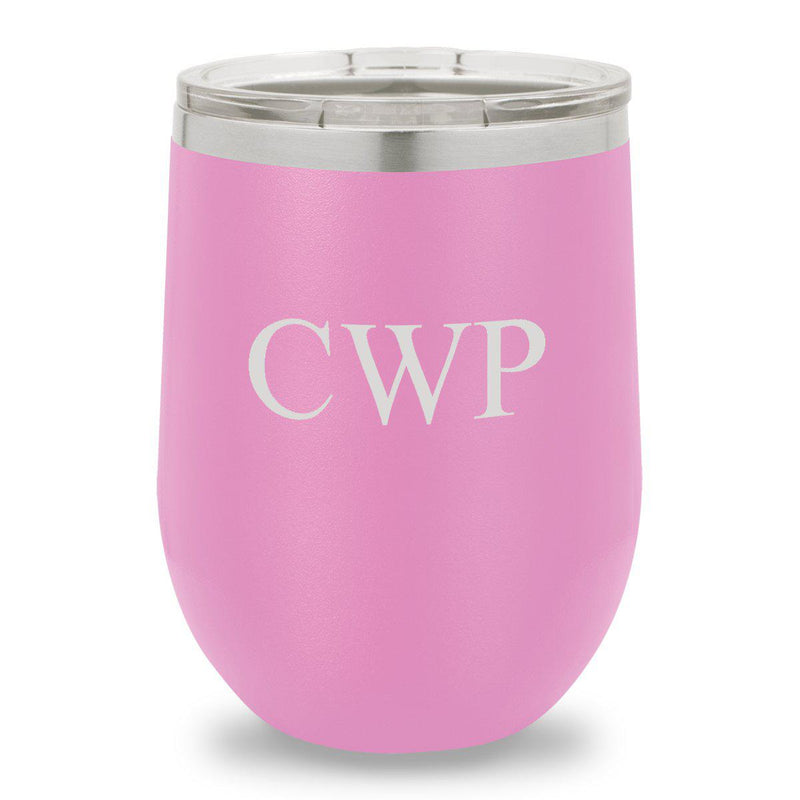 Personalized Light Purple 12oz. Insulated Wine Tumbler - 3 Initials - JDS