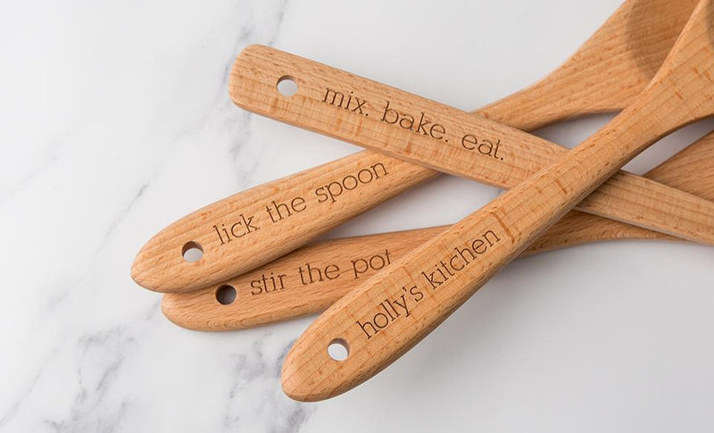Personalized Four-Piece Beechwood Utensil Set -  - Qualtry