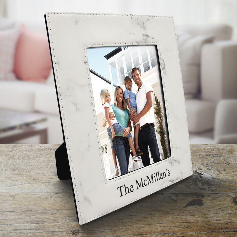Personalized 5x7 Vegan Leather Picture Frame - Marble - A Gift Personalized