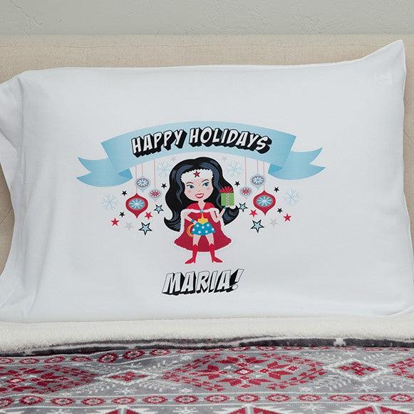Personalized Christmas Girls Superhero Pillowcases -  - Qualtry
