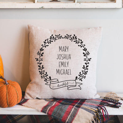 Personalized Family Name Thankful Throw Pillow Covers -