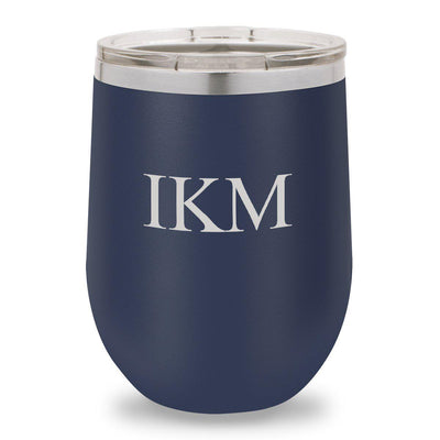 Personalized Navy 12oz. Insulated Wine Tumbler - 3 Initials - JDS