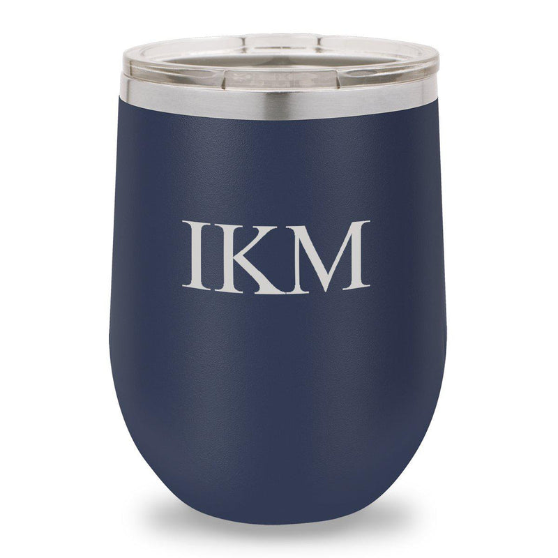 Personalized Navy 12oz. Insulated Wine Tumbler - 3 Initials - JDS