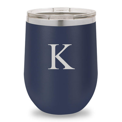 Personalized Navy 12oz. Insulated Wine Tumbler - Single Initial - JDS