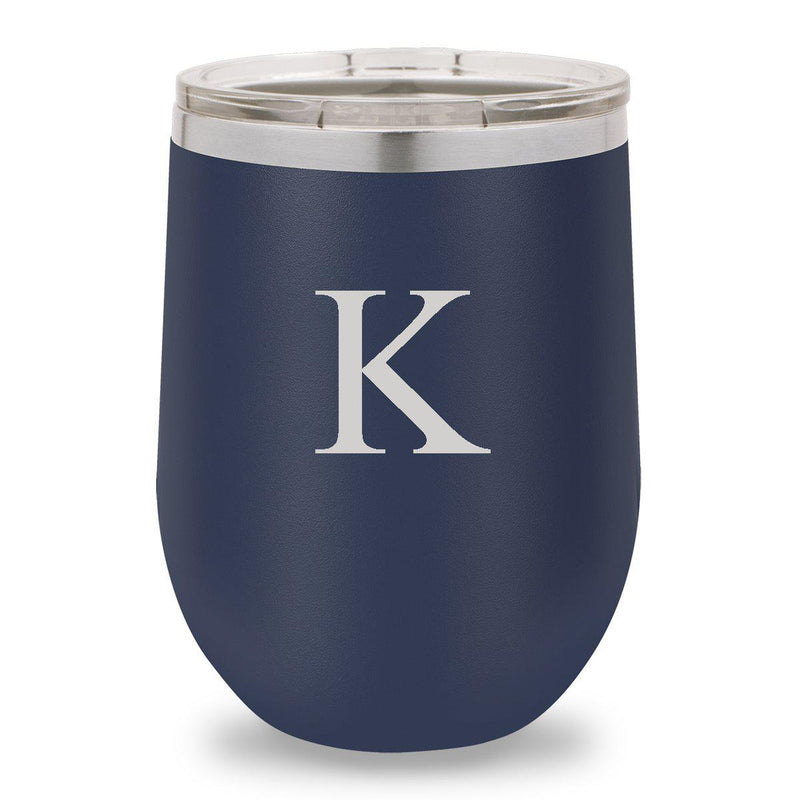 Personalized Navy 12oz. Insulated Wine Tumbler - Single Initial - JDS