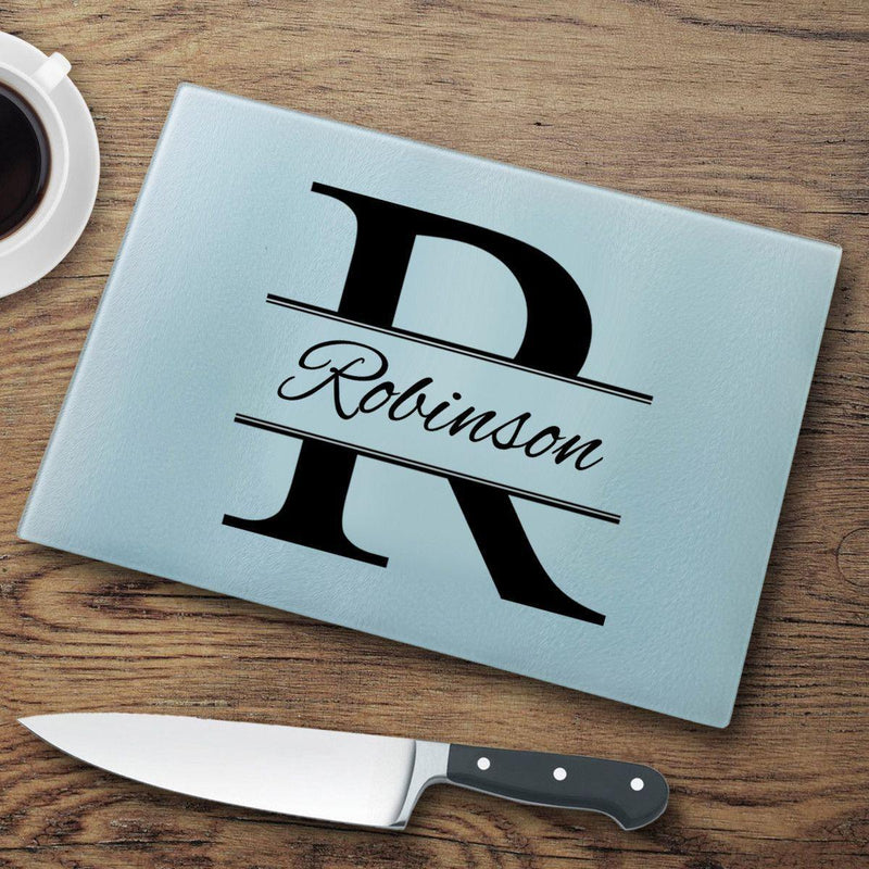 Personalized Glass Cutting Board - Stamped Monogram - JDS