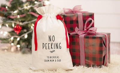Personalized Red Ribbon Santa Gift Bags – Santa’s Workshop Collection -  - Qualtry