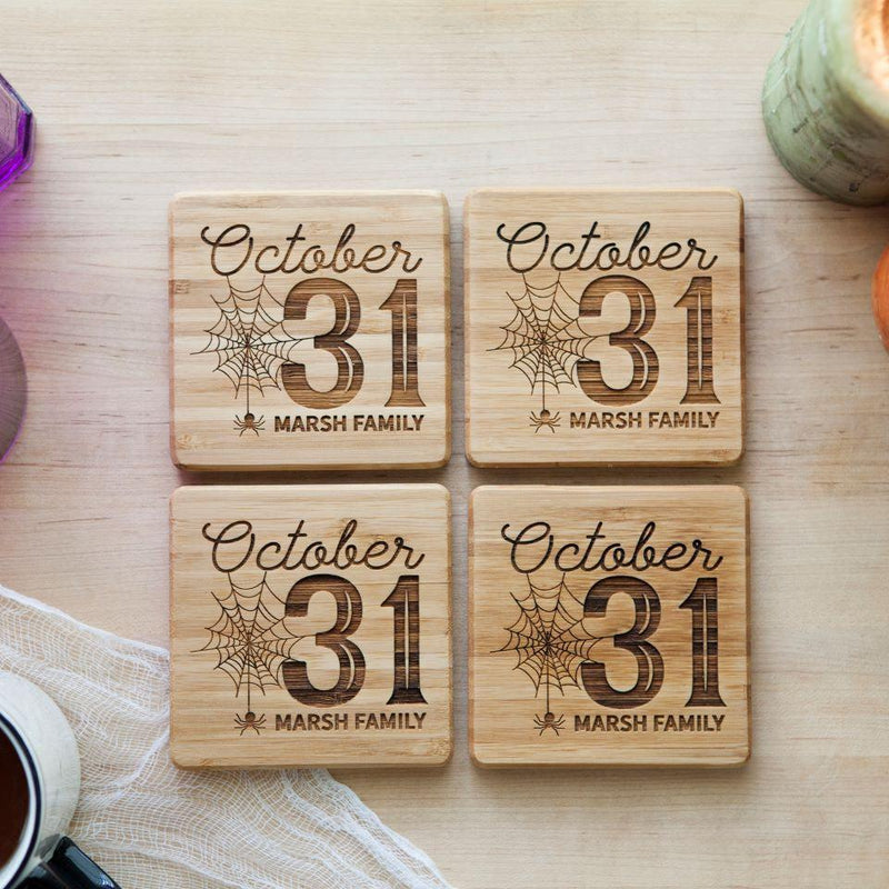 Personalized Halloween Bamboo Coasters - Set of 4 -  - Qualtry
