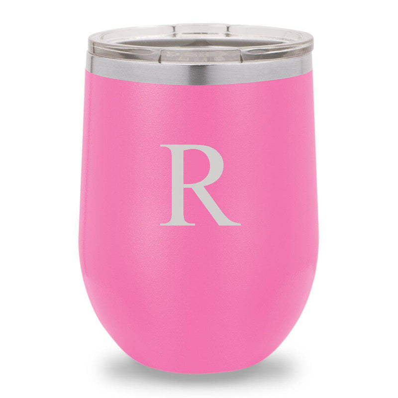 Personalized Pink 12oz. Insulated Wine Tumbler - Single Initial - JDS