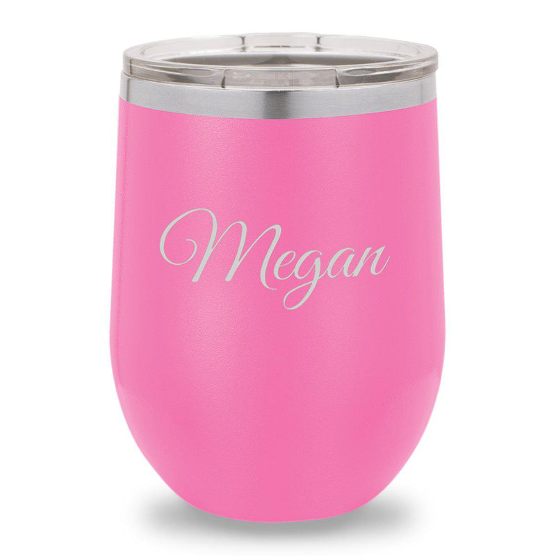 Personalized Pink 12oz. Insulated Wine Tumbler - Script - JDS