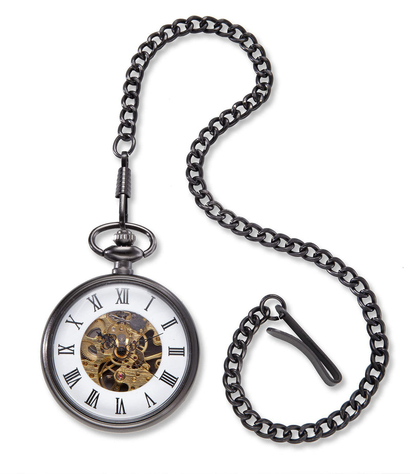 Personalized Gunmetal Pocket Watch with Gears -  - JDS